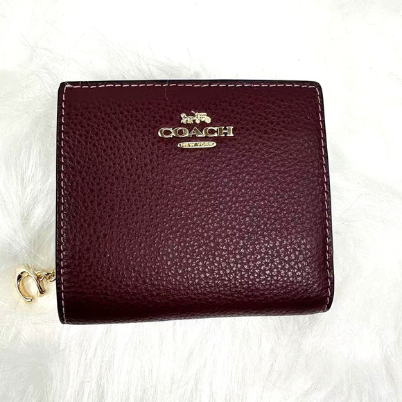 Coach Snap Wallet In Leather/Gold/Merlot C2862 NWT - Picture 1 of 6
